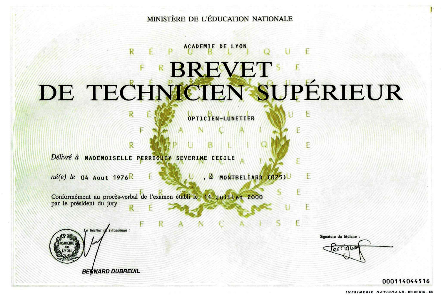 diplome opticien