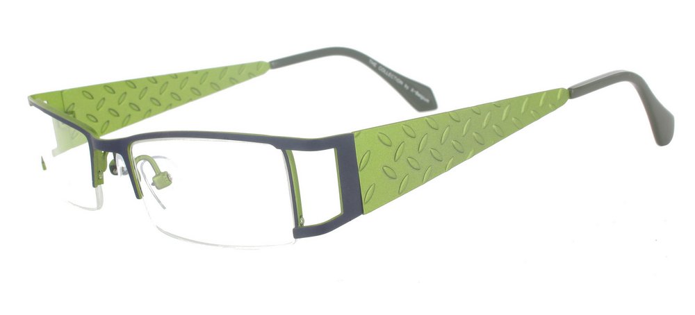 lunettes de vue ExperOptic Macadam Gris ardoise et Vert anis